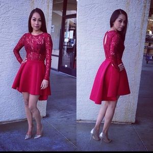Red/burgundy dress. Perfect for the holidays.
